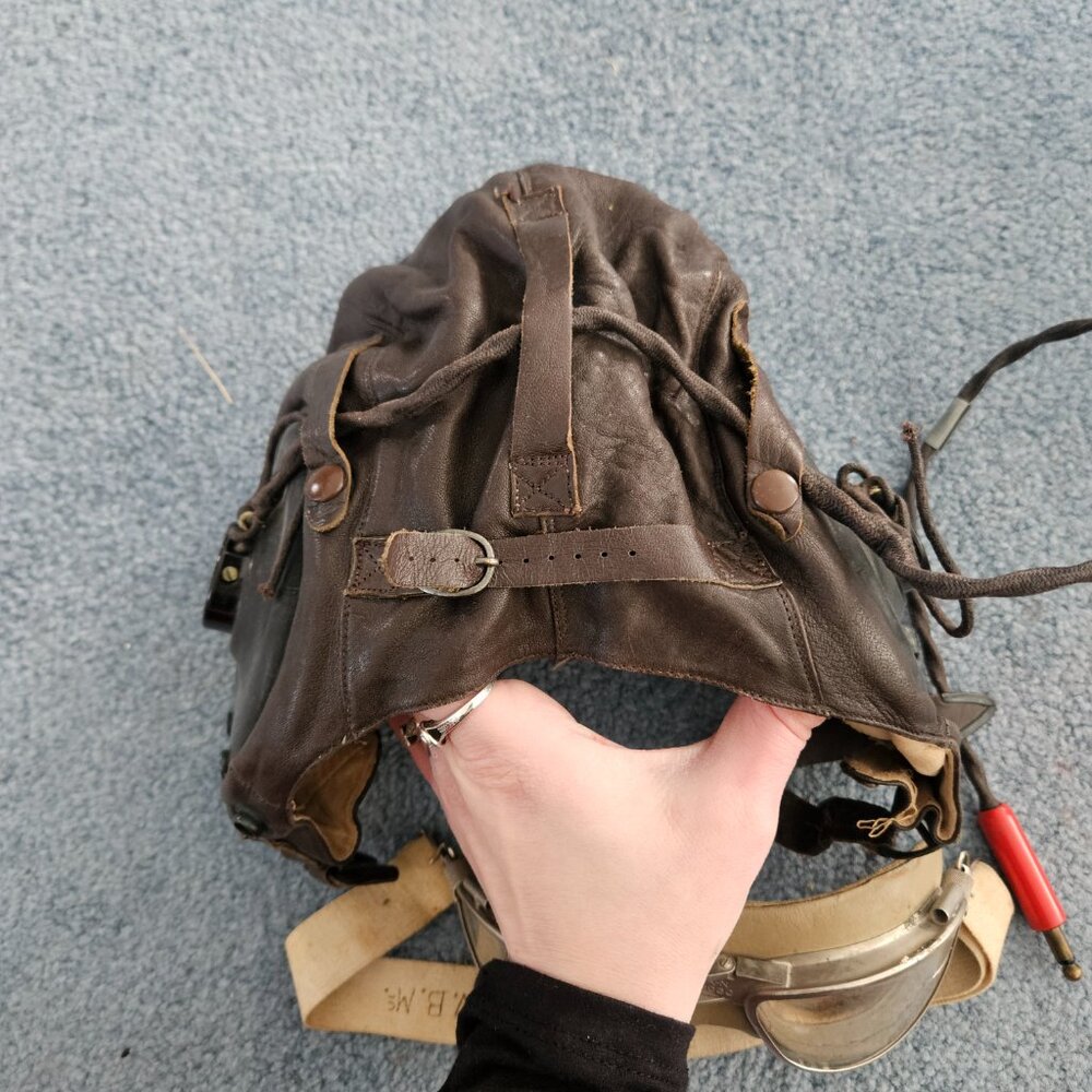 WW2 US Army Air Force leather helmet and aviator goggles - Picture 4 of 10